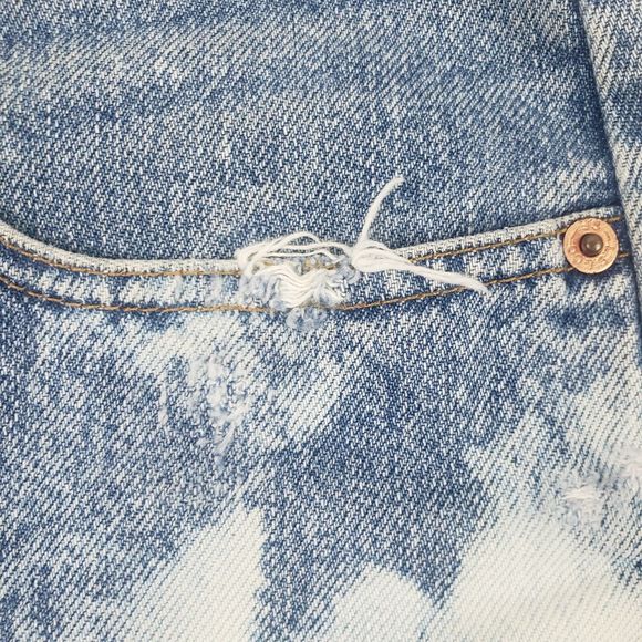The Laundry Room Bleached Denim Texas Flag Shorts Sz M Redone Levis 615 - Picture 6 of 12